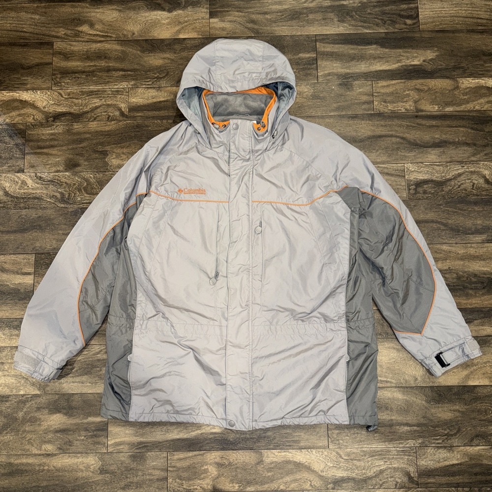 Columbia Waterproof Hooded Rain Jacket Winter Shell Men's Size 2XT Tall Grey